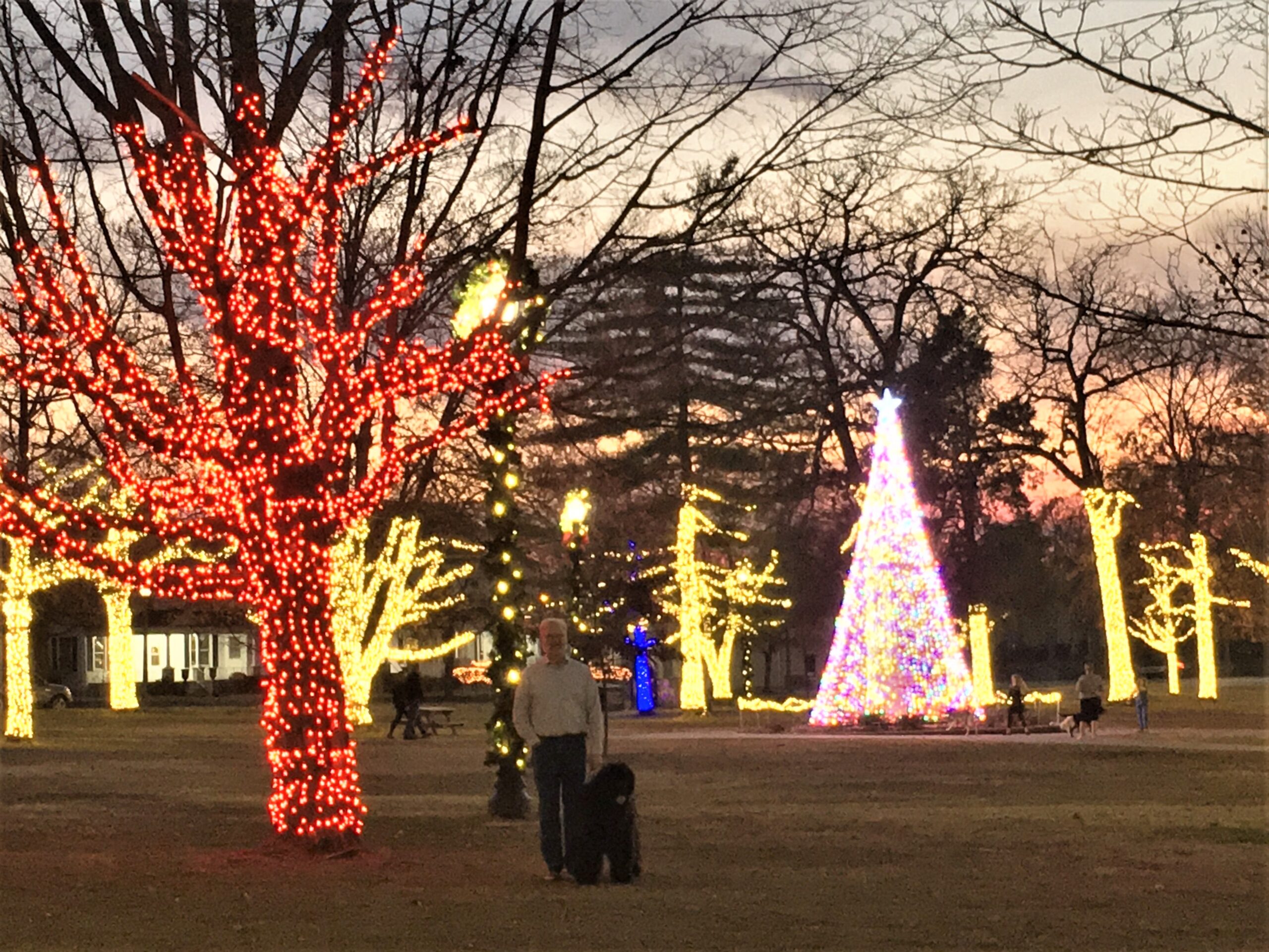 Christmas Lights - Central Park 2021, Greg & Banner just before dark